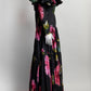Giambattista Valli Off Shoulder Black with Pink Floral Patterned Dress 42