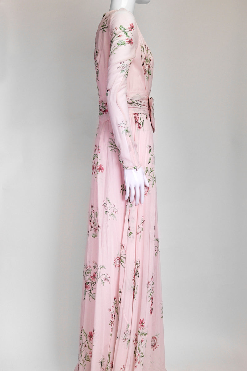 Giambattista Valli Pink Floral-Print Silk Gown IT 38