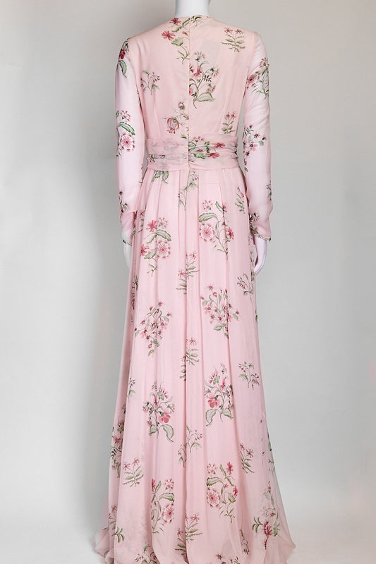 Giambattista Valli Pink Floral-Print Silk Gown IT 38