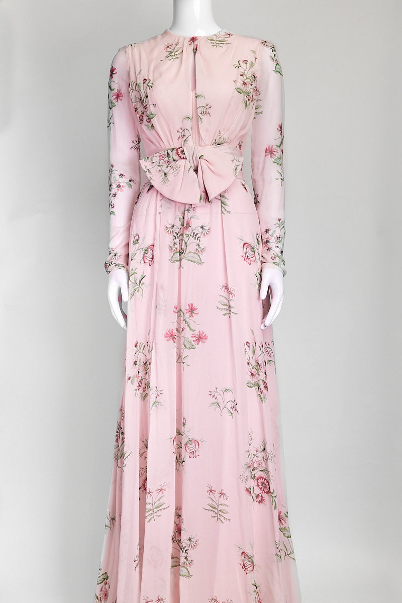 Giambattista Valli Pink Floral-Print Silk Gown IT 38