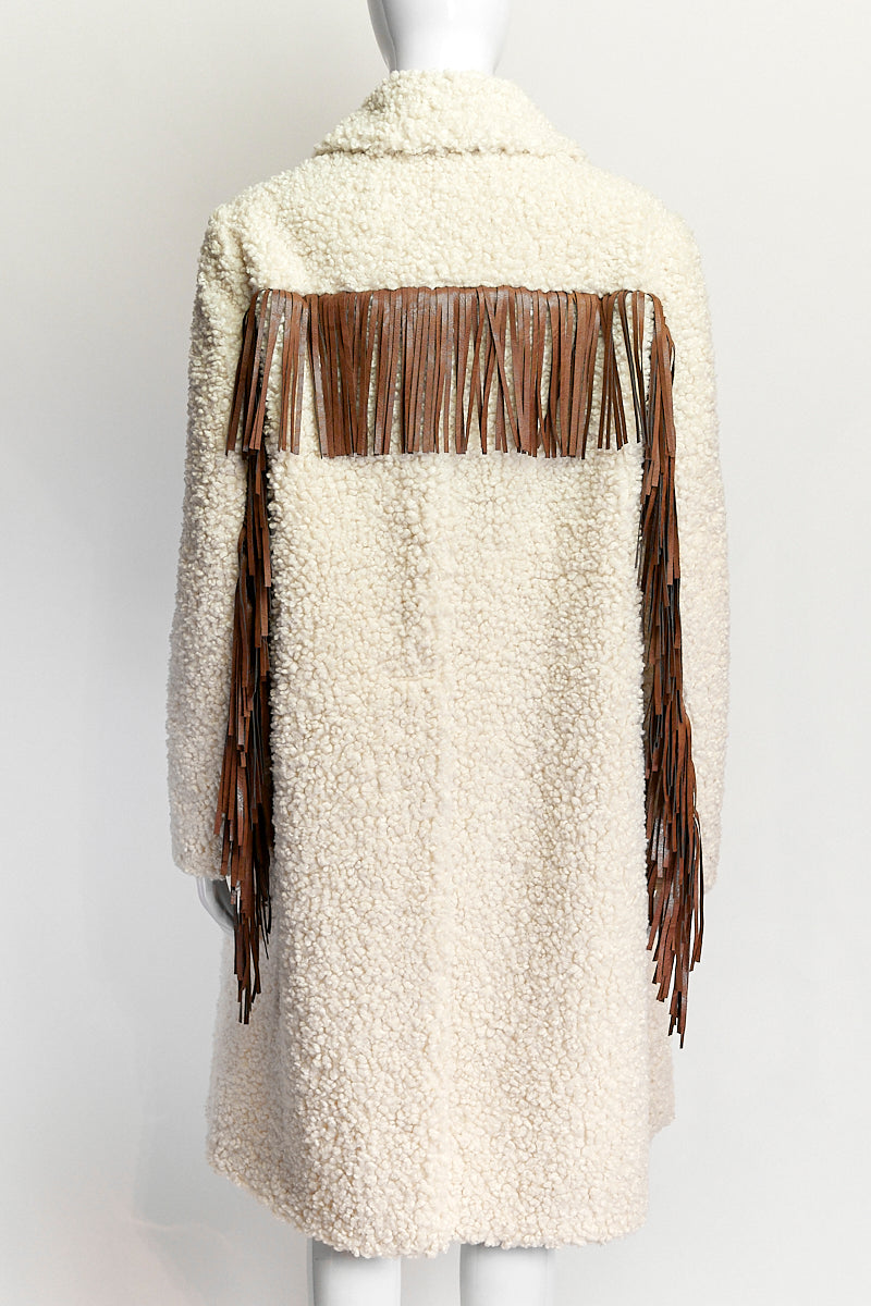 Giambattista Valli Shearling Coat with Fringe IT 42