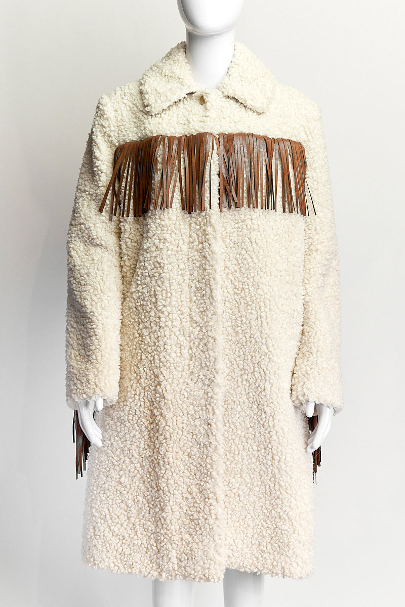 Giambattista Valli Shearling Coat with Fringe IT 42