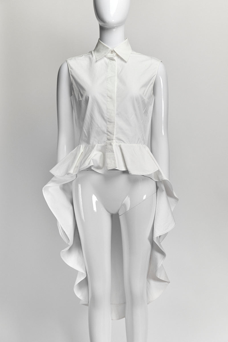 Giambattista Valli White Peplum Sleeveless Blouse XS