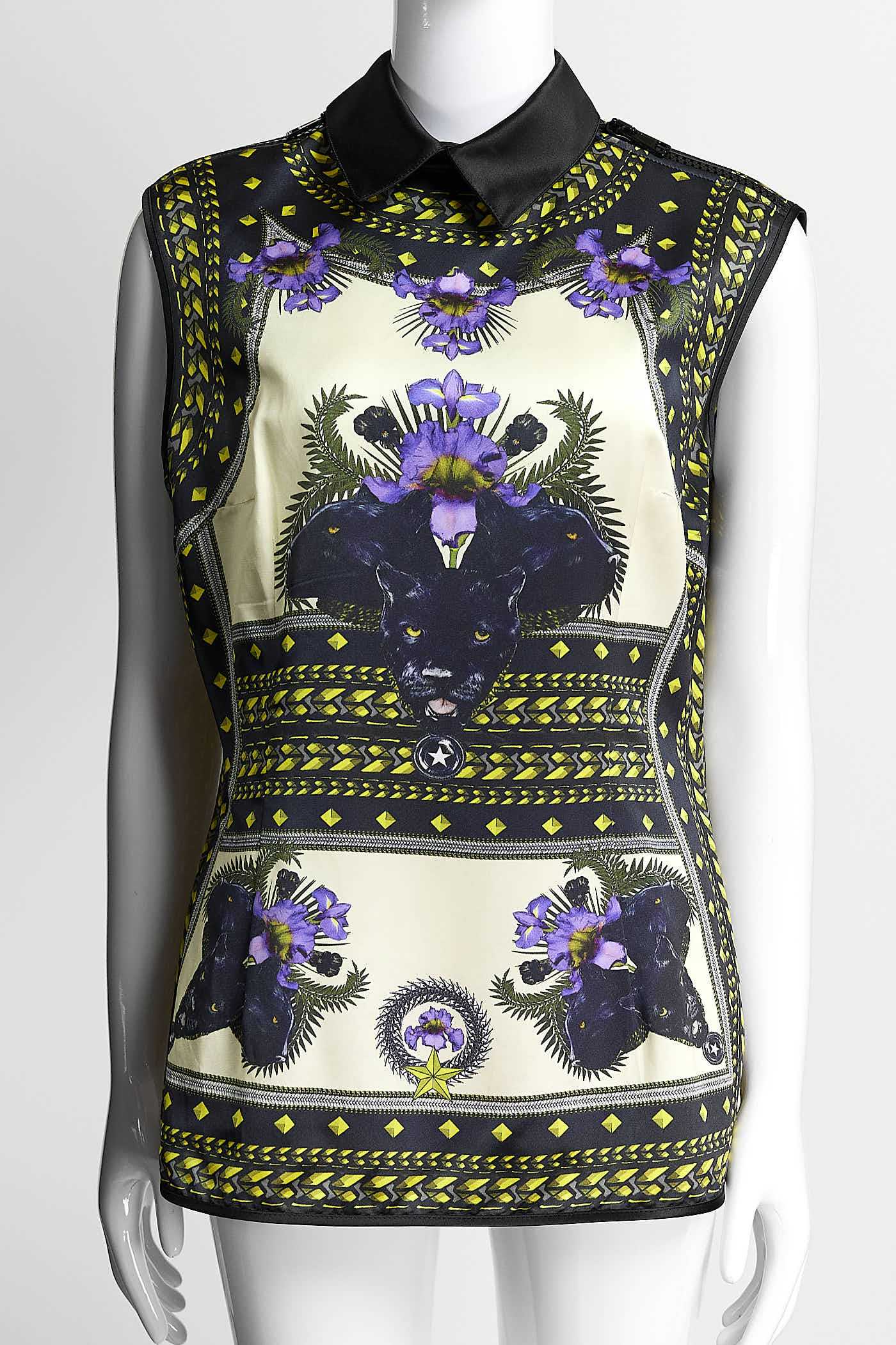 Givenchy Black/Purple Abstract Printed Blouse 44