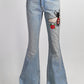 Gucci Bee Embroidered Flared Jeans 25