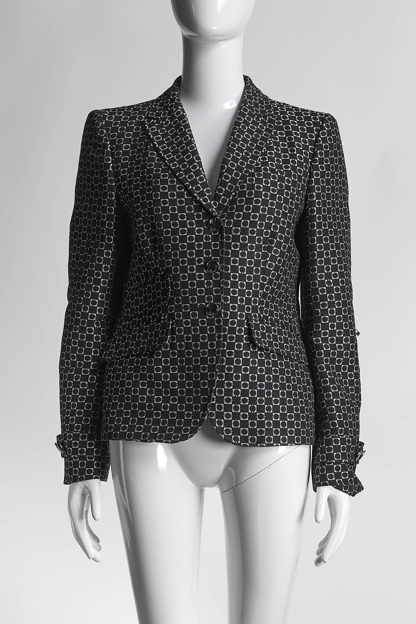 Gucci Black Blazer with Silver Geometric Print 42
