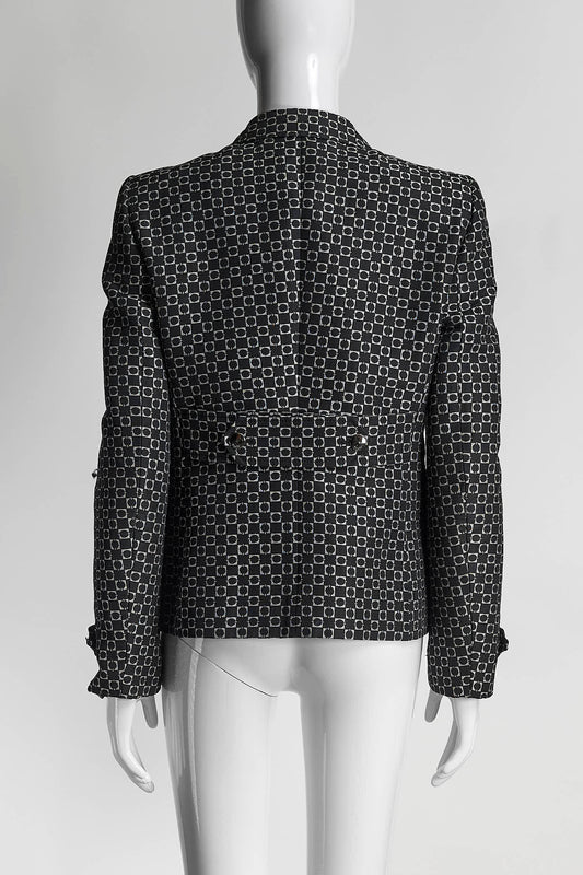 Gucci Black Blazer with Silver Geometric Print 42