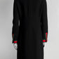 Gucci Black Button Up Coat Dress with Green/Red Striped Detail 38