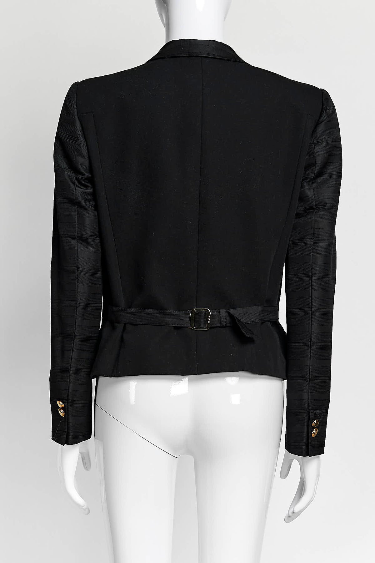 Gucci Black Cropped Blazer with Gold Hardware 40