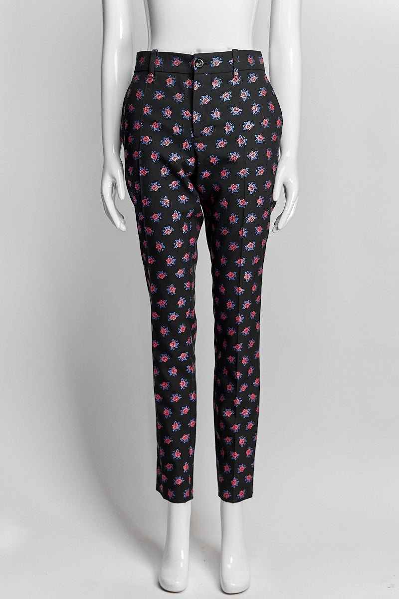 Gucci Black Floral Patterned Pants IT 40