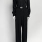 Gucci Black Longsleeve Jumpsuit with Crystal Logo Belt 38