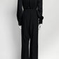 Gucci Black Longsleeve Jumpsuit with Crystal Logo Belt 38