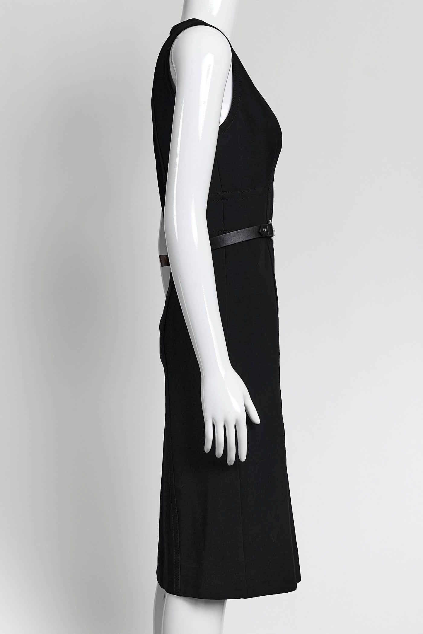 Gucci Black V-Neck Sleeveless Dress with Belt S