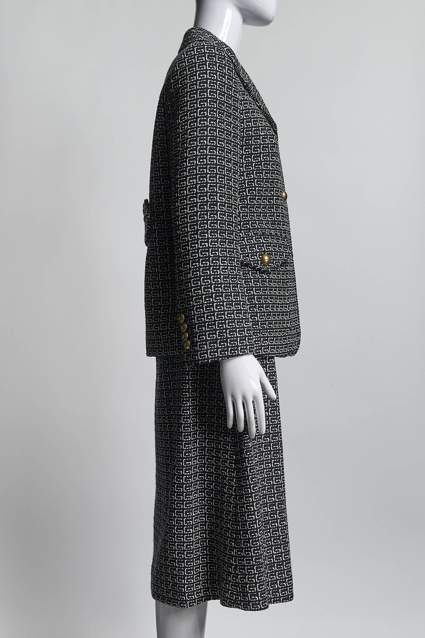 Gucci Black/White Logo Blazer/Skirt Set 40