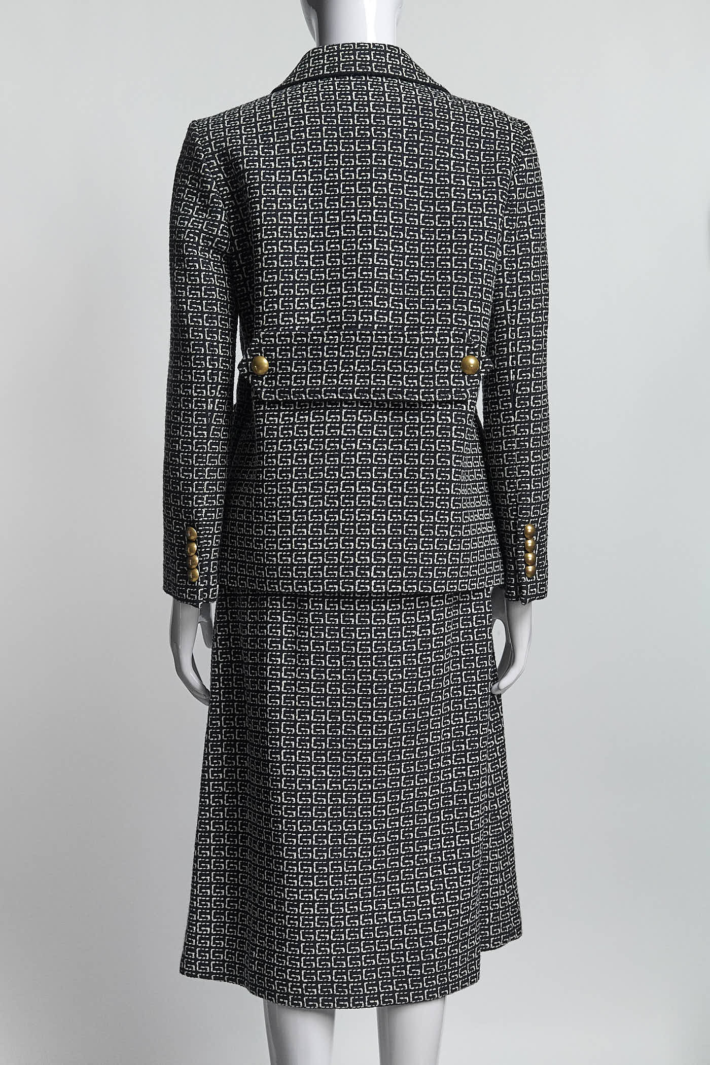 Gucci Black/White Logo Blazer/Skirt Set 40