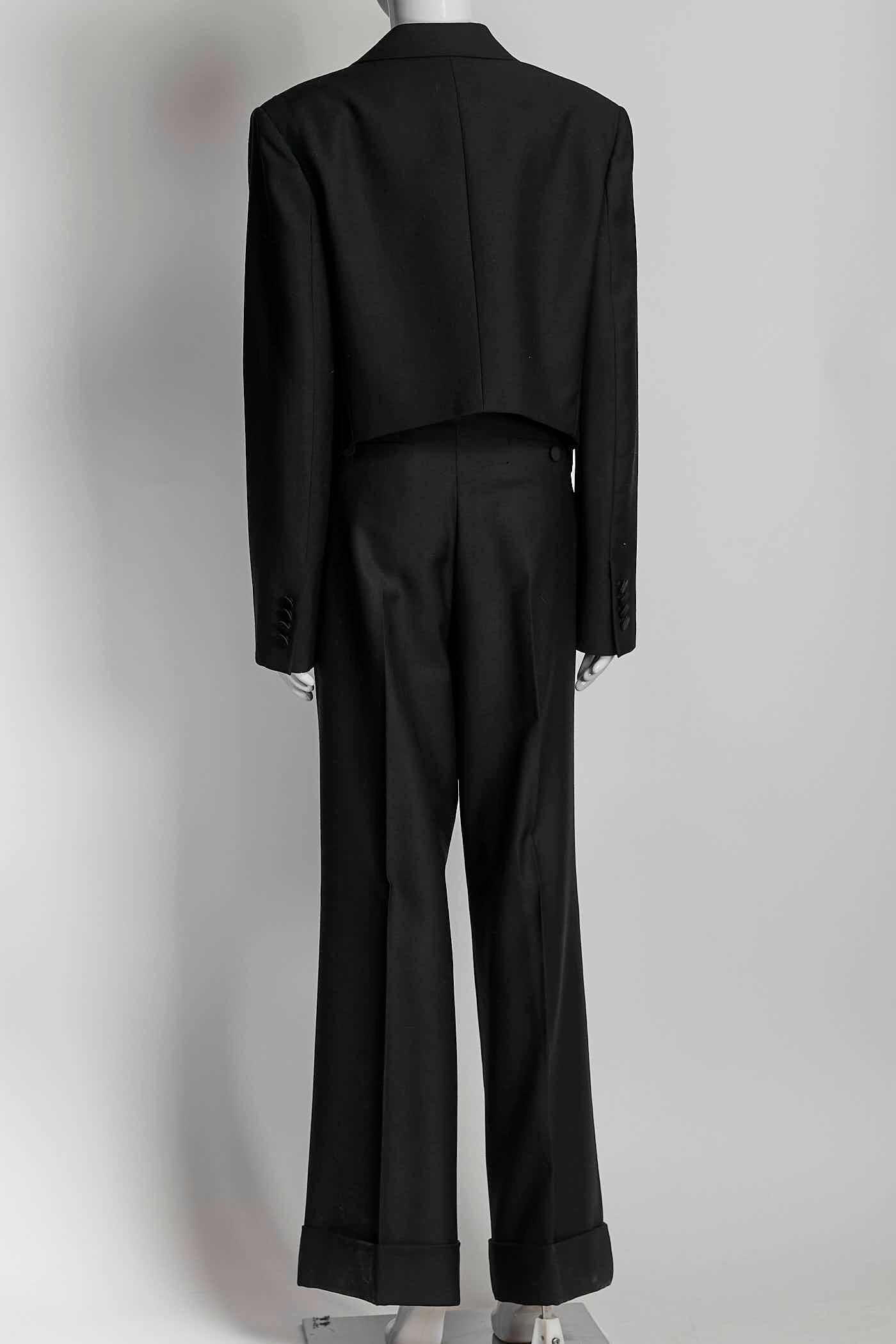Gucci Black Wool Cropped Blazer/Trouser Suit 42