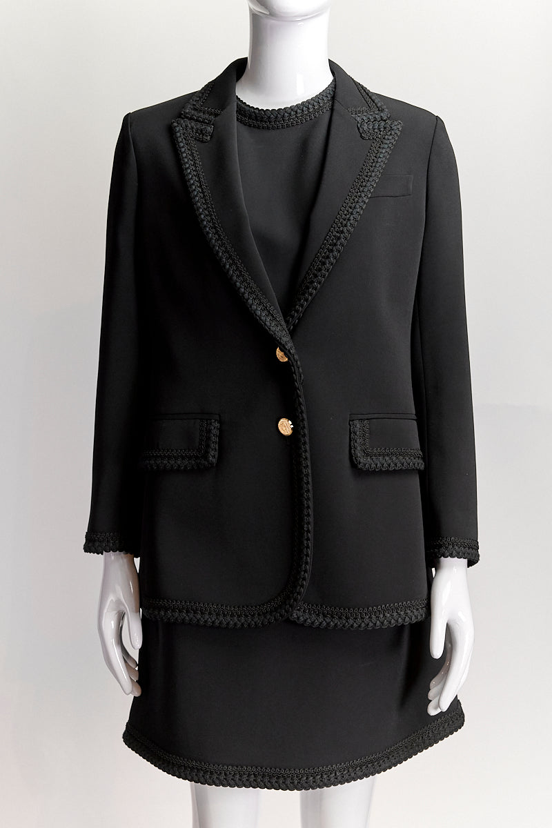 Gucci Black with Braided Trim Blazer/ Dress IT 40