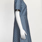 Gucci Blue/Silver Monogram Printed Dress with Vinyl Black Collar 40