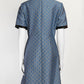 Gucci Blue/Silver Monogram Printed Dress with Vinyl Black Collar 40