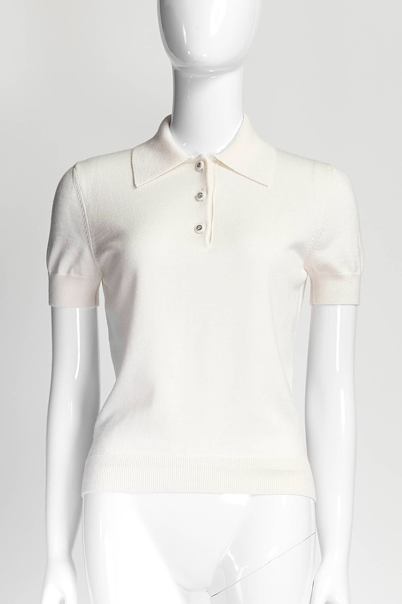 Gucci Cream Kint ShortSleeve Top S