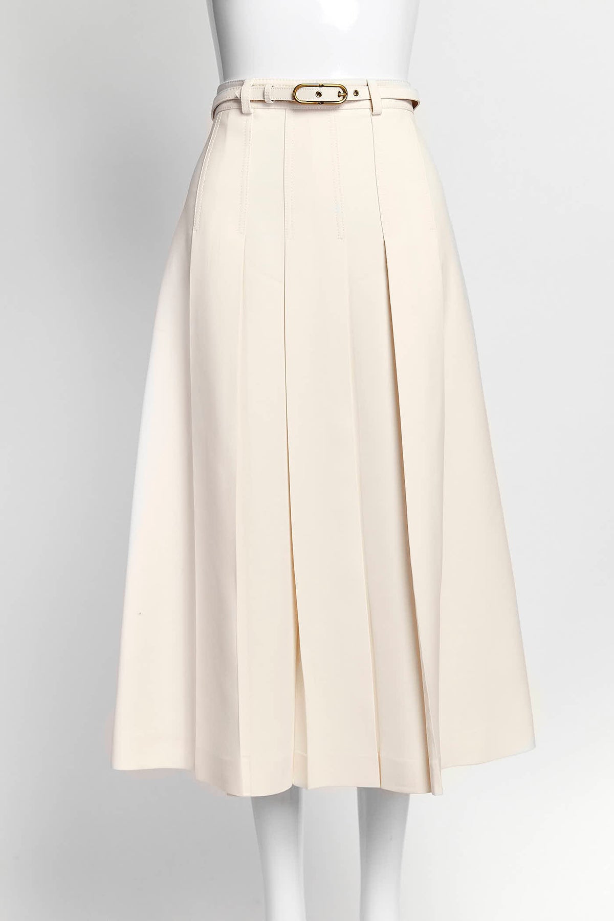 Gucci Cream Pleated Skirt with Belt