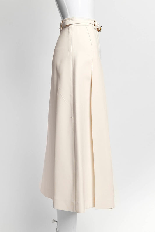 Gucci Cream Pleated Skirt with Belt