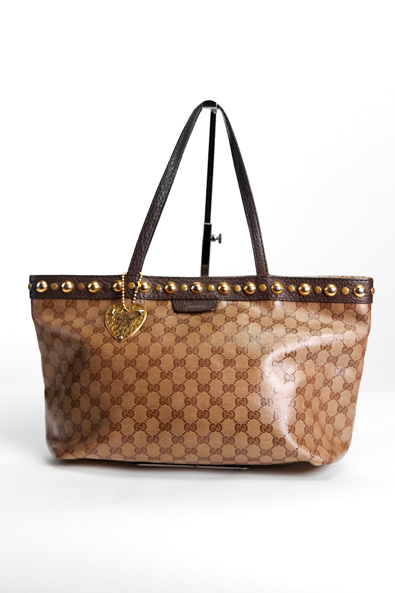 Gucci Crystal GG Monogram Canvas Studded Tote