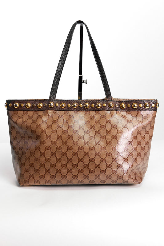 Gucci Crystal GG Monogram Canvas Studded Tote