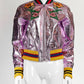 Gucci Embroidered Metallic Leather Bomber Jacket 42