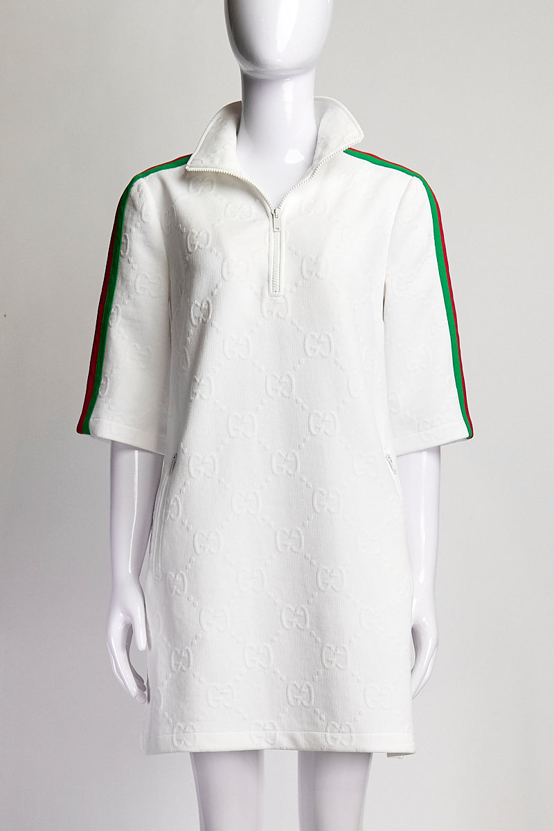 Gucci GG Jersey Jacquard Dress in White XS