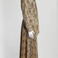 Gucci Gold Metallic Patterned Pleated Dress with Tie M