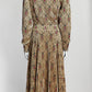 Gucci Gold Metallic Patterned Pleated Dress with Tie M