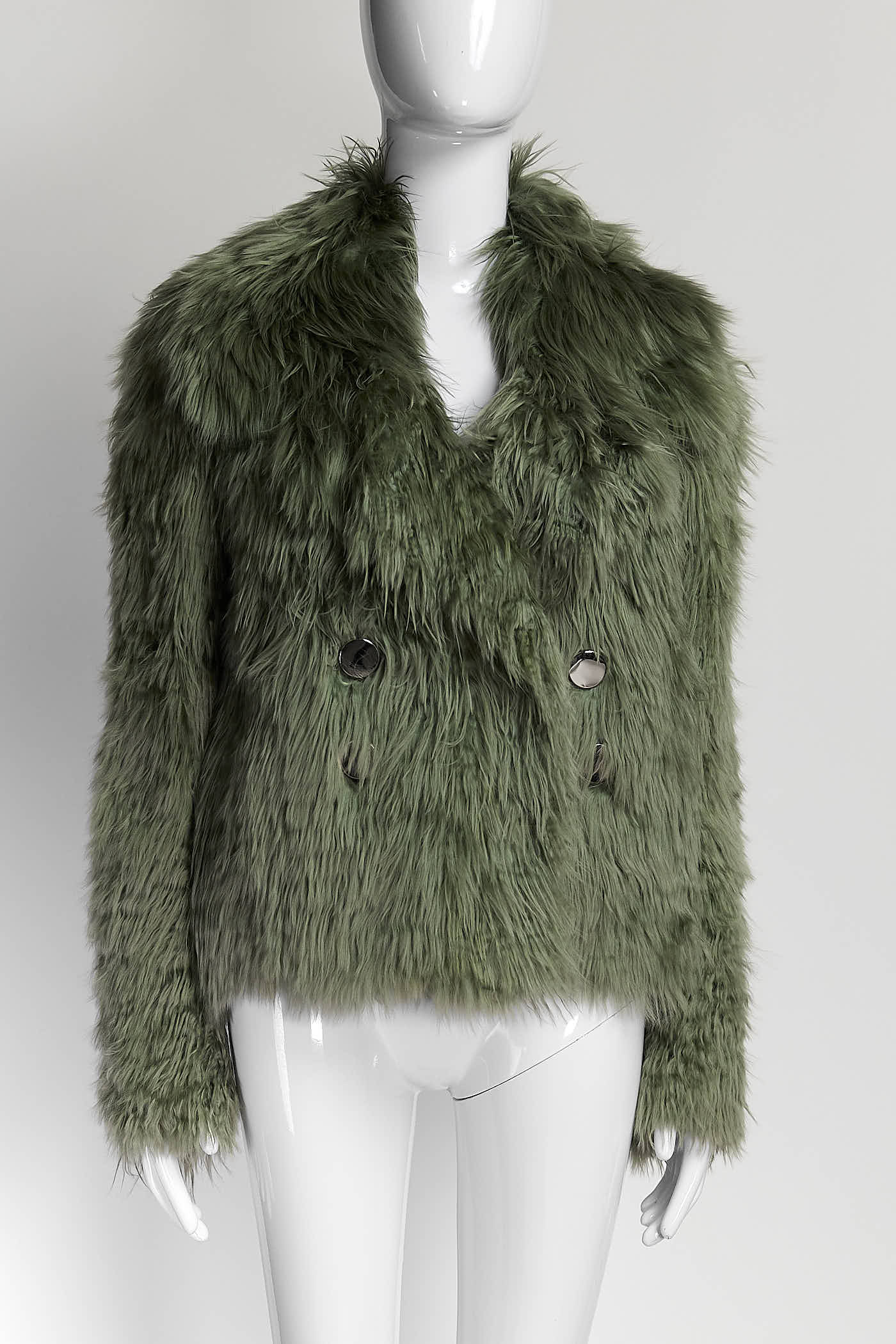 Gucci Green Alpaca Fur Jacket 38