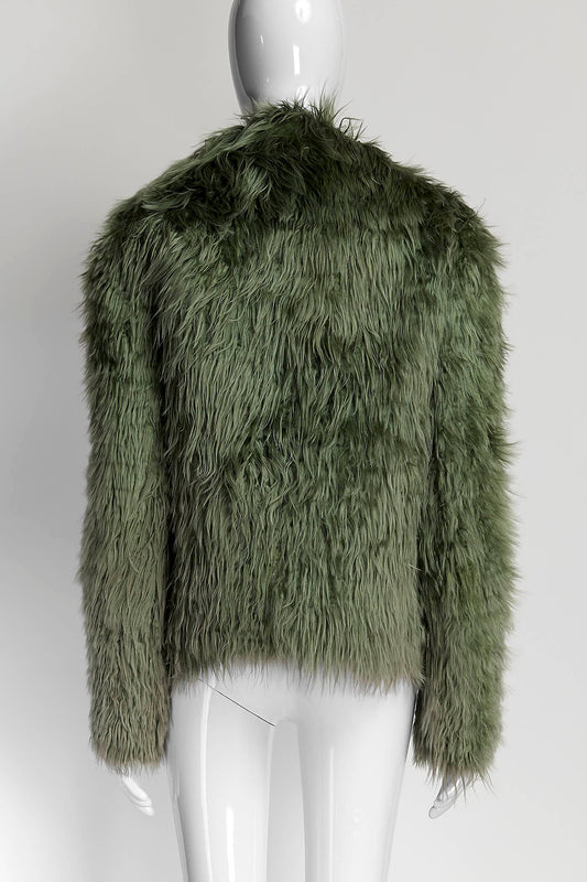 Gucci Green Alpaca Fur Jacket 38