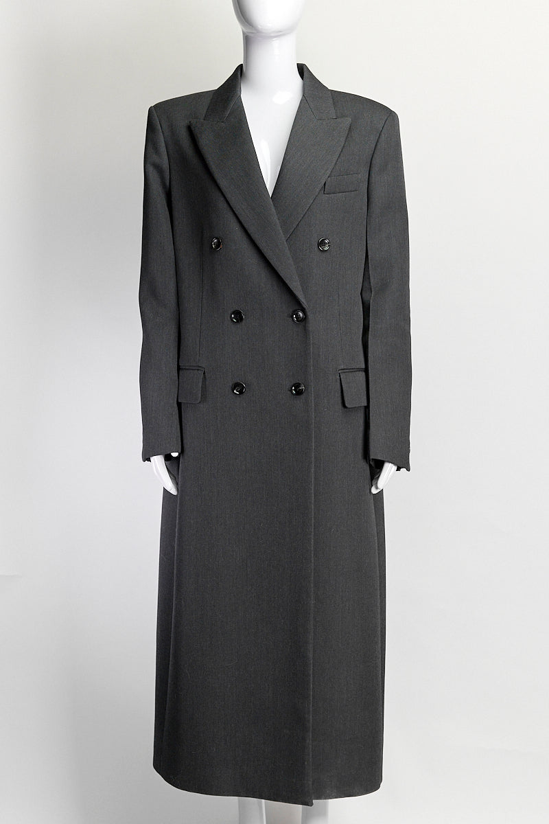 Gucci Grey Double-Breasted Long Wool Coat IT 44