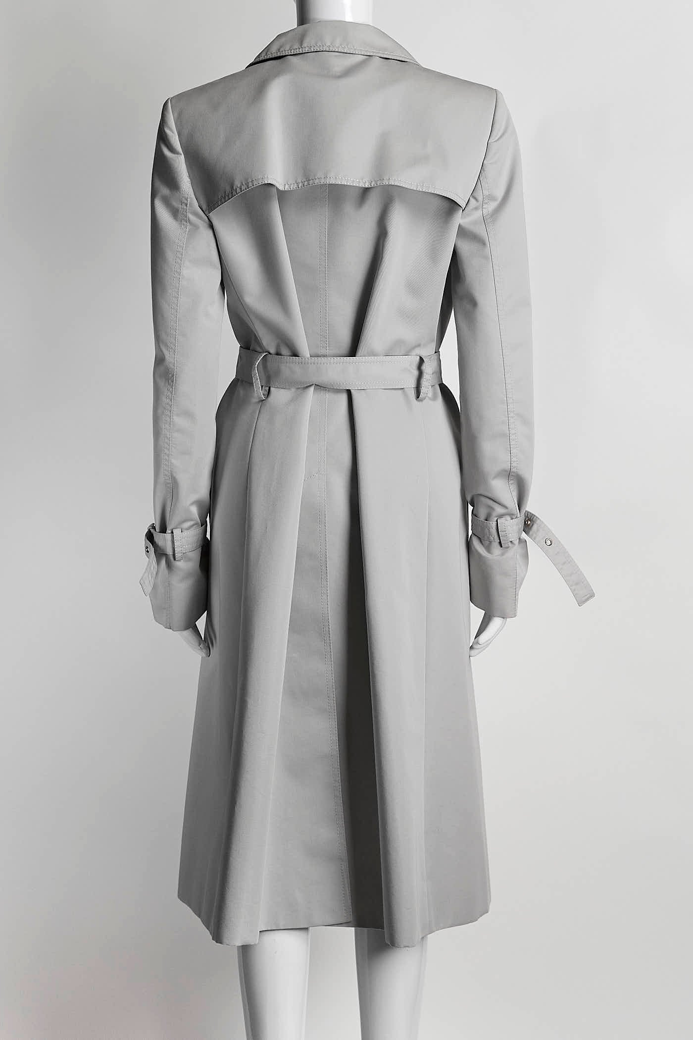 Gucci Grey Trench Coat with Bamboo Buckles on Sleeves 44