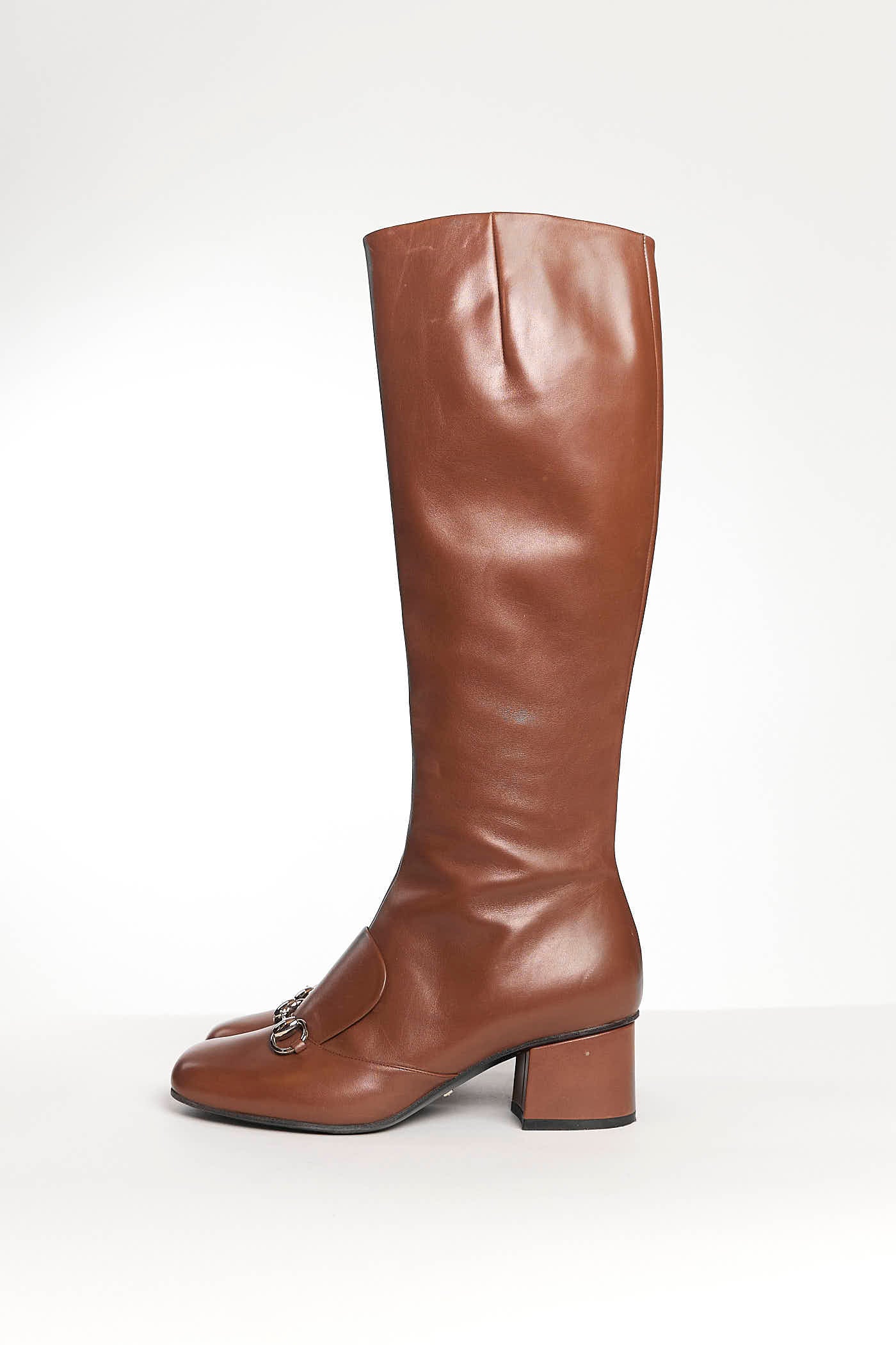 Gucci Horsebit Accent Leather Riding Boot 36.5