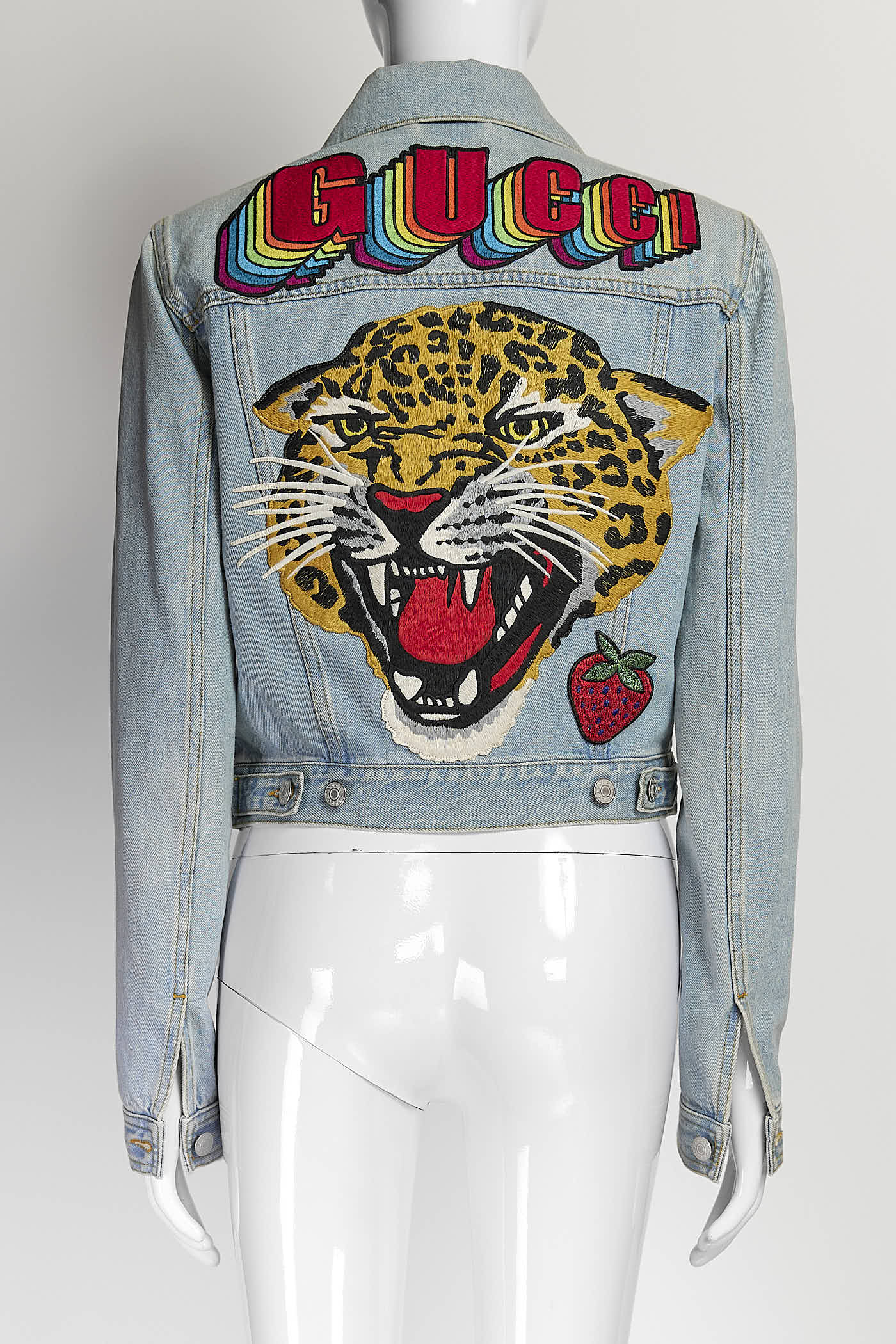 Gucci Leopard Embroidered Denim Jacket 40