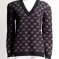 Gucci Navy/Burgundy Wool GG Monogram V-Neck Sweater L