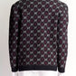 Gucci Navy/Burgundy Wool GG Monogram V-Neck Sweater L