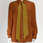 Gucci Orange Printed Silk Blouse 42