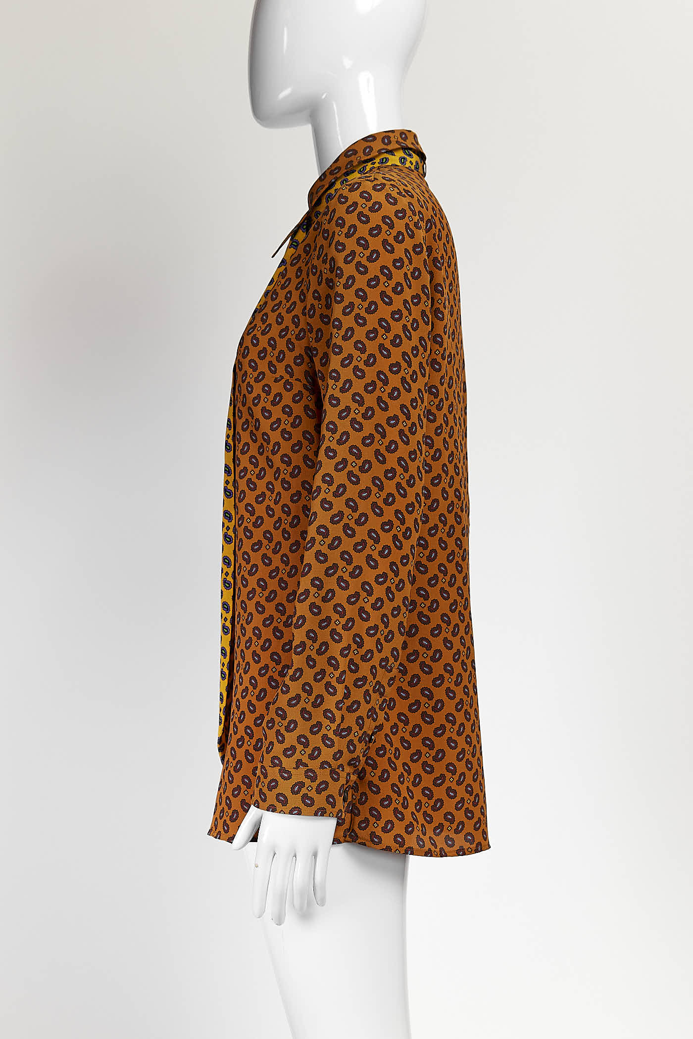 Gucci Orange Printed Silk Blouse 42