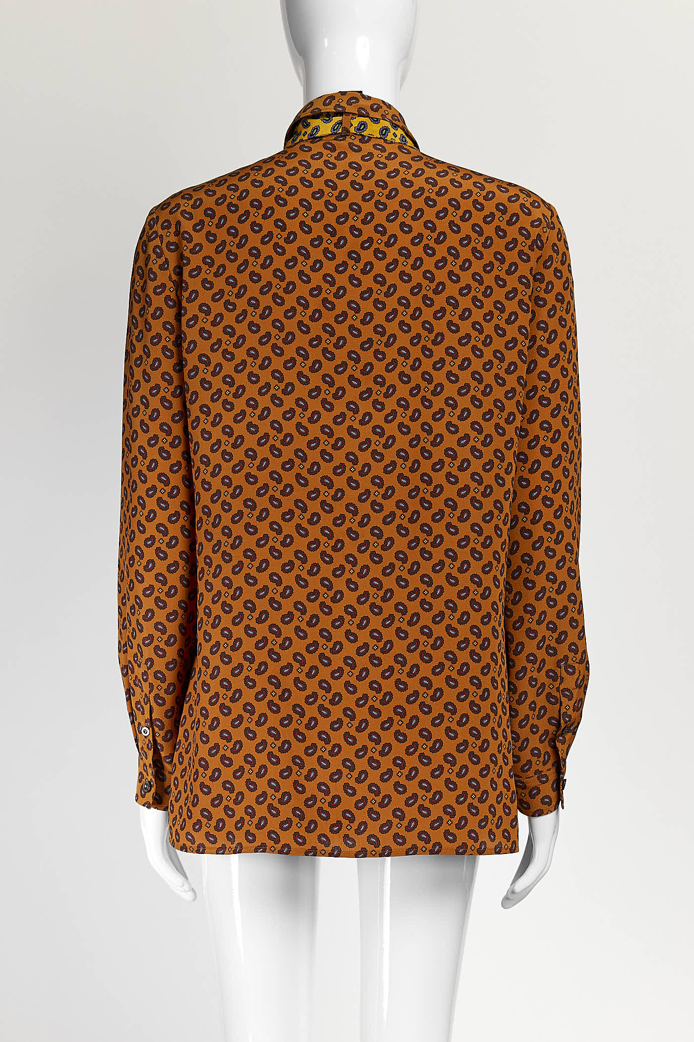 Gucci Orange Printed Silk Blouse 42