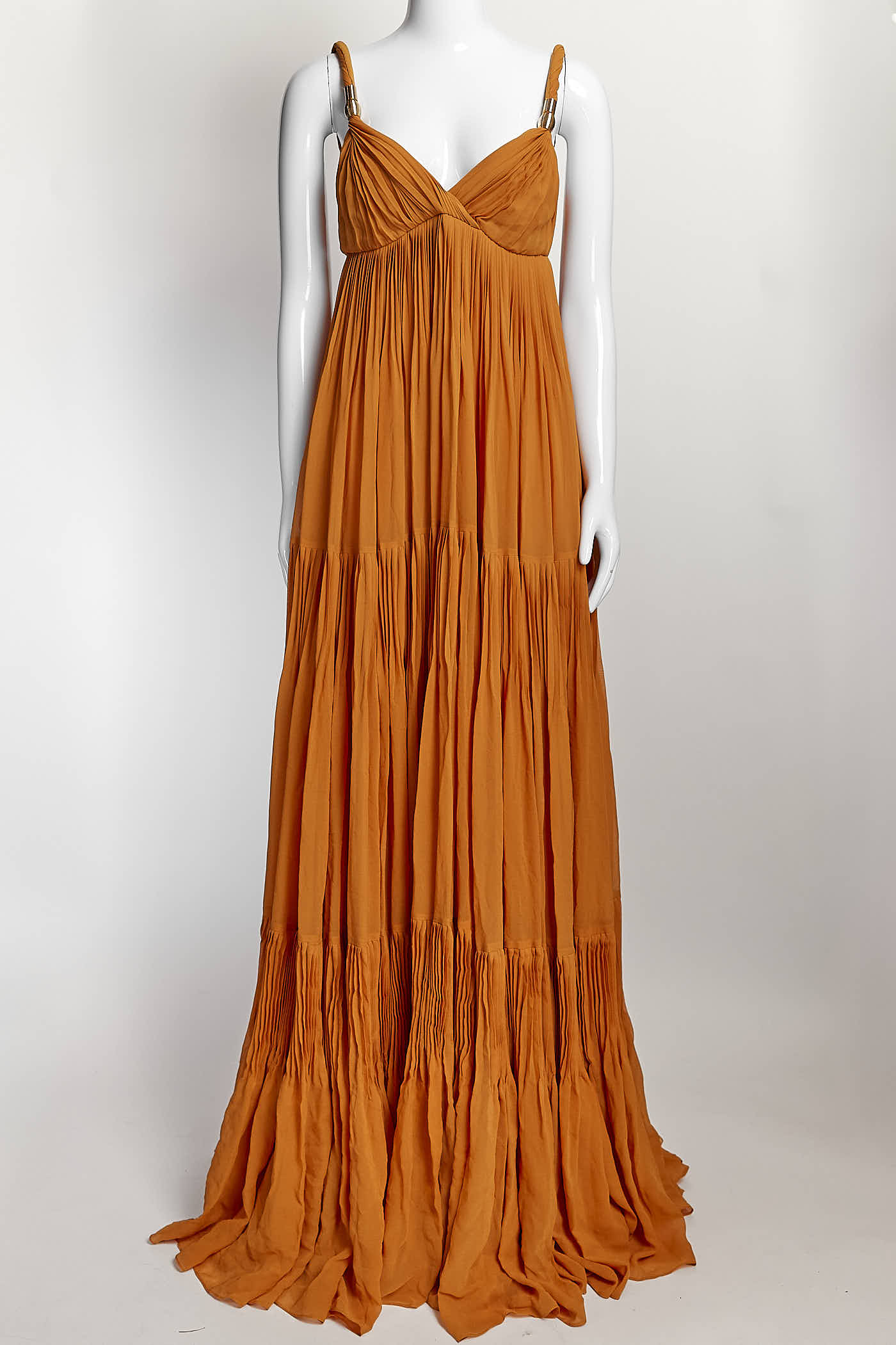 Gucci Orange Silk Gown with Gold Detail 38