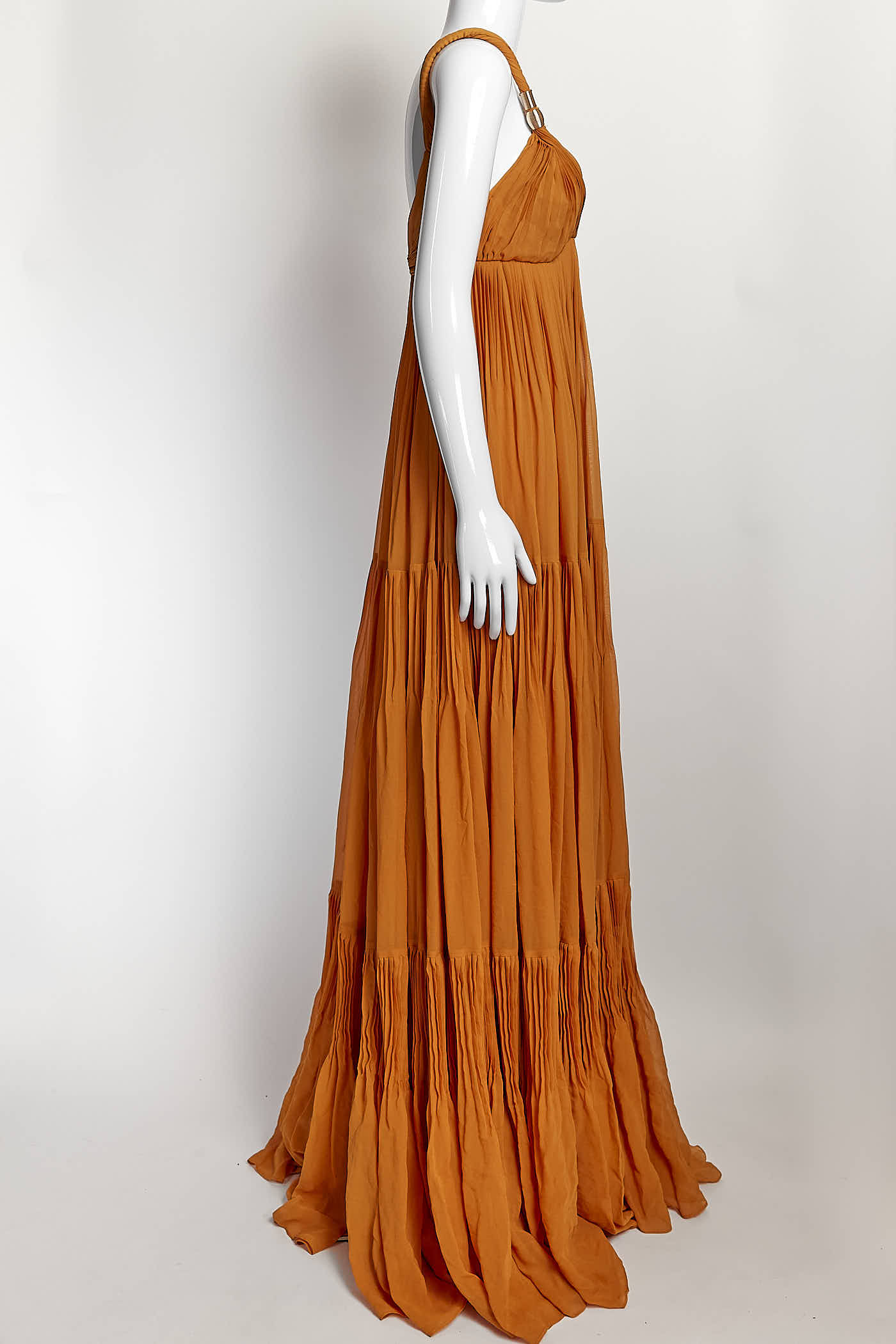 Gucci Orange Silk Gown with Gold Detail 38