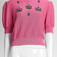 Gucci Pink Floral Embroidered Knit Sweater S