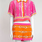 Gucci Pink Horesebit-Print Silk Top/Short/Wrap Skirt Set 40
