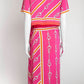Gucci Pink Horesebit-Print Silk Top/Short/Wrap Skirt Set 40