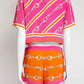 Gucci Pink Horesebit-Print Silk Top/Short/Wrap Skirt Set 40