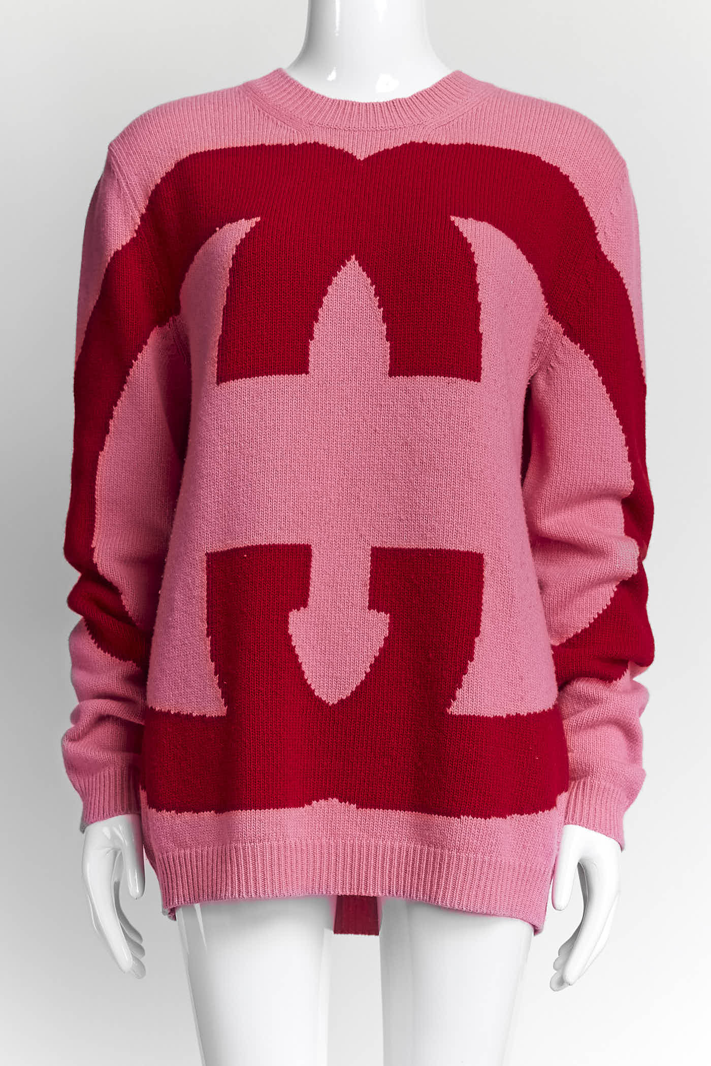 Gucci Pink Sweater with Large Red Logo S